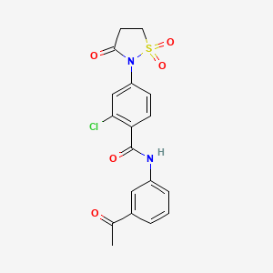 molecular formula C18H15ClN2O5S B7833571 N-(3-ACETYLPHENYL)-2-CHLORO-4-(1,1-DIOXIDO-3-OXO-2-ISOTHIAZOLIDINYL)BENZAMIDE 