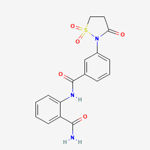 molecular formula C17H15N3O5S B7833581 N-(2-CARBAMOYLPHENYL)-3-(1,1-DIOXIDO-3-OXO-2-ISOTHIAZOLIDINYL)BENZAMIDE 