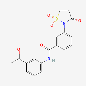 molecular formula C18H16N2O5S B7833590 N-(3-ACETYLPHENYL)-3-(1,1-DIOXIDO-3-OXO-2-ISOTHIAZOLIDINYL)BENZAMIDE 