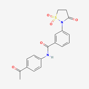 molecular formula C18H16N2O5S B7833597 N-(4-ACETYLPHENYL)-3-(1,1-DIOXIDO-3-OXO-2-ISOTHIAZOLIDINYL)BENZAMIDE 