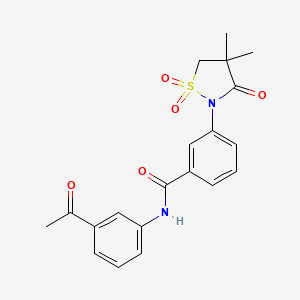 molecular formula C20H20N2O5S B7833601 N-(3-ACETYLPHENYL)-3-(4,4-DIMETHYL-1,1-DIOXIDO-3-OXO-2-ISOTHIAZOLIDINYL)BENZAMIDE 
