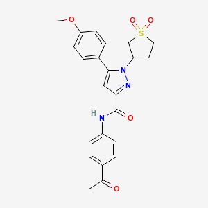 molecular formula C23H23N3O5S B7833615 N-(4-ACETYLPHENYL)-1-(11-DIOXO-1LAMBDA6-THIOLAN-3-YL)-5-(4-METHOXYPHENYL)-1H-PYRAZOLE-3-CARBOXAMIDE 