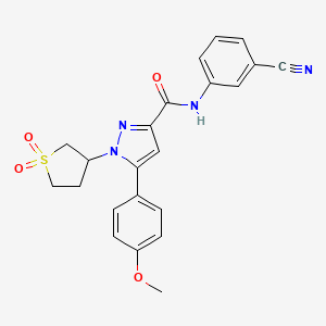 molecular formula C22H20N4O4S B7833621 N-(3-CYANOPHENYL)-1-(11-DIOXO-1LAMBDA6-THIOLAN-3-YL)-5-(4-METHOXYPHENYL)-1H-PYRAZOLE-3-CARBOXAMIDE 