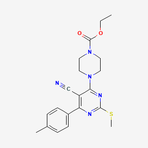 molecular formula C20H23N5O2S B7833843 ETHYL 4-[5-CYANO-6-(4-METHYLPHENYL)-2-(METHYLSULFANYL)PYRIMIDIN-4-YL]PIPERAZINE-1-CARBOXYLATE 