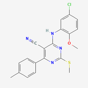molecular formula C20H17ClN4OS B7833905 4-[(5-CHLORO-2-METHOXYPHENYL)AMINO]-6-(4-METHYLPHENYL)-2-(METHYLSULFANYL)PYRIMIDINE-5-CARBONITRILE 