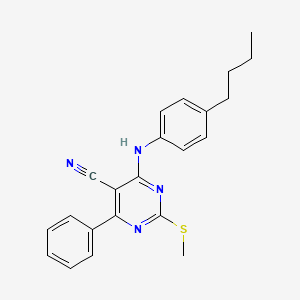molecular formula C22H22N4S B7833934 4-[(4-BUTYLPHENYL)AMINO]-2-(METHYLSULFANYL)-6-PHENYLPYRIMIDINE-5-CARBONITRILE 