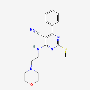molecular formula C18H21N5OS B7834026 2-(METHYLSULFANYL)-4-{[2-(MORPHOLIN-4-YL)ETHYL]AMINO}-6-PHENYLPYRIMIDINE-5-CARBONITRILE 