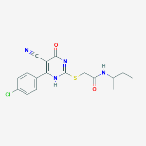 molecular formula C17H17ClN4O2S B7834086 N-butan-2-yl-2-[[6-(4-chlorophenyl)-5-cyano-4-oxo-1H-pyrimidin-2-yl]sulfanyl]acetamide 