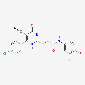 molecular formula C19H11Cl2FN4O2S B7834119 N-(3-chloro-4-fluorophenyl)-2-[[6-(4-chlorophenyl)-5-cyano-4-oxo-1H-pyrimidin-2-yl]sulfanyl]acetamide 