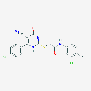 molecular formula C20H14Cl2N4O2S B7834136 N-(3-chloro-4-methylphenyl)-2-[[6-(4-chlorophenyl)-5-cyano-4-oxo-1H-pyrimidin-2-yl]sulfanyl]acetamide 