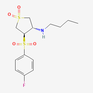 molecular formula C14H20FNO4S2 B7834232 (3S4R)-3-(BUTYLAMINO)-4-(4-FLUOROBENZENESULFONYL)-1LAMBDA6-THIOLANE-11-DIONE 