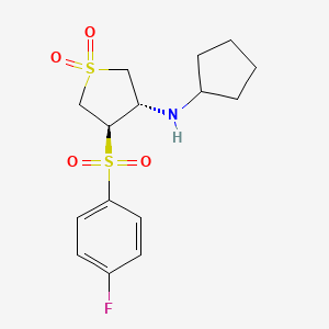 molecular formula C15H20FNO4S2 B7834253 (3S4R)-3-(CYCLOPENTYLAMINO)-4-(4-FLUOROBENZENESULFONYL)-1LAMBDA6-THIOLANE-11-DIONE 