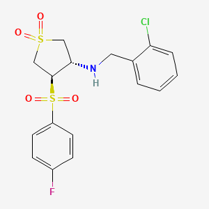 molecular formula C17H17ClFNO4S2 B7834290 (3S4R)-3-{[(2-CHLOROPHENYL)METHYL]AMINO}-4-(4-FLUOROBENZENESULFONYL)-1LAMBDA6-THIOLANE-11-DIONE 
