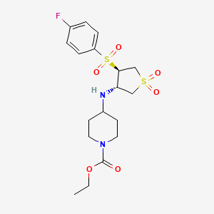 molecular formula C18H25FN2O6S2 B7834385 ETHYL 4-{[(3S4R)-4-(4-FLUOROBENZENESULFONYL)-11-DIOXO-1LAMBDA6-THIOLAN-3-YL]AMINO}PIPERIDINE-1-CARBOXYLATE 