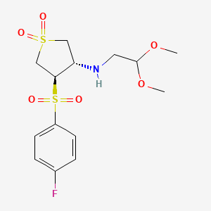 molecular formula C14H20FNO6S2 B7834399 REL-(3R,4S)-N-(2,2-DIMETHOXYETHYL)-4-[(4-FLUOROPHENYL)SULFONYL]TETRAHYDRO-3-THIOPHENAMINE 1,1-DIOXIDE 