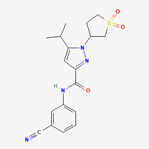 molecular formula C18H20N4O3S B7834509 N-(3-CYANOPHENYL)-1-(11-DIOXO-1LAMBDA6-THIOLAN-3-YL)-5-(PROPAN-2-YL)-1H-PYRAZOLE-3-CARBOXAMIDE 