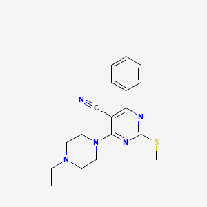 molecular formula C22H29N5S B7834646 4-(4-TERT-BUTYLPHENYL)-6-(4-ETHYLPIPERAZIN-1-YL)-2-(METHYLSULFANYL)PYRIMIDINE-5-CARBONITRILE 