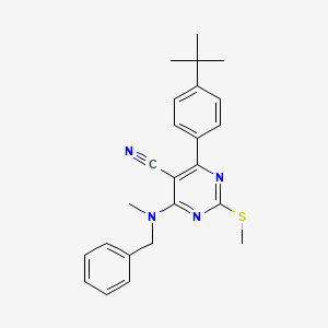 molecular formula C24H26N4S B7834659 4-[BENZYL(METHYL)AMINO]-6-(4-TERT-BUTYLPHENYL)-2-(METHYLSULFANYL)PYRIMIDINE-5-CARBONITRILE 