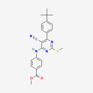 molecular formula C24H24N4O2S B7834661 METHYL 4-{[6-(4-TERT-BUTYLPHENYL)-5-CYANO-2-(METHYLSULFANYL)PYRIMIDIN-4-YL]AMINO}BENZOATE 