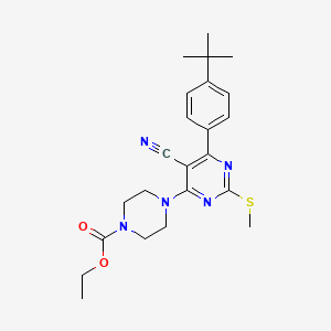 molecular formula C23H29N5O2S B7834706 ETHYL 4-[6-(4-TERT-BUTYLPHENYL)-5-CYANO-2-(METHYLSULFANYL)PYRIMIDIN-4-YL]PIPERAZINE-1-CARBOXYLATE 