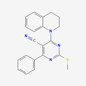 molecular formula C21H18N4S B7834814 2-(METHYLSULFANYL)-4-PHENYL-6-(1,2,3,4-TETRAHYDROQUINOLIN-1-YL)PYRIMIDINE-5-CARBONITRILE 
