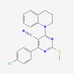 molecular formula C21H17ClN4S B7834952 4-(4-CHLOROPHENYL)-2-(METHYLSULFANYL)-6-(1,2,3,4-TETRAHYDROQUINOLIN-1-YL)PYRIMIDINE-5-CARBONITRILE 