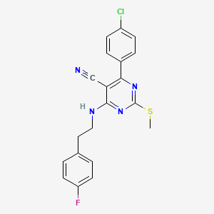 molecular formula C20H16ClFN4S B7835014 4-(4-CHLOROPHENYL)-6-{[2-(4-FLUOROPHENYL)ETHYL]AMINO}-2-(METHYLSULFANYL)PYRIMIDINE-5-CARBONITRILE 