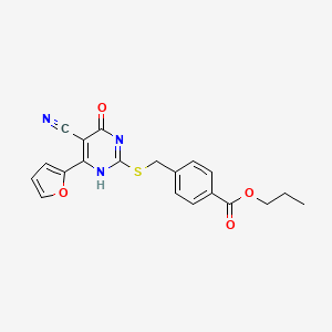 molecular formula C20H17N3O4S B7835111 propyl 4-[[5-cyano-6-(furan-2-yl)-4-oxo-1H-pyrimidin-2-yl]sulfanylmethyl]benzoate 