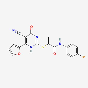 molecular formula C18H13BrN4O3S B7835135 N-(4-bromophenyl)-2-[[5-cyano-6-(furan-2-yl)-4-oxo-1H-pyrimidin-2-yl]sulfanyl]propanamide 