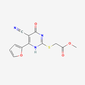molecular formula C12H9N3O4S B7835139 methyl 2-[[5-cyano-6-(furan-2-yl)-4-oxo-1H-pyrimidin-2-yl]sulfanyl]acetate 