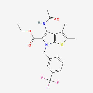 molecular formula C21H21F3N2O3S B7835243 Ethyl 4-Acetamido-2,3-dimethyl-6-[3-(trifluoromethyl)benzyl]-6H-thieno[2,3-b]pyrrole-5-carboxylate 