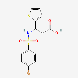molecular formula C13H12BrNO4S2 B7835593 3-{[(4-Bromophenyl)sulfonyl]amino}-3-thien-2-ylpropanoic acid 