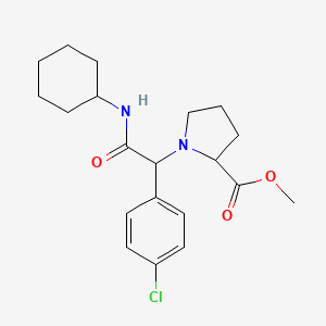 molecular formula C20H27ClN2O3 B7835658 Methyl 1-[1-(4-chlorophenyl)-2-(cyclohexylamino)-2-oxoethyl]prolinate 
