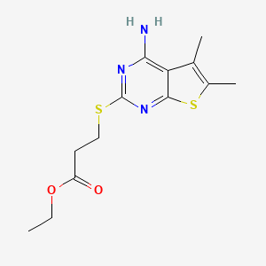 molecular formula C13H17N3O2S2 B7835872 Ethyl 3-[(4-amino-5,6-dimethylthieno[2,3-d]pyrimidin-2-yl)sulfanyl]propanoate 