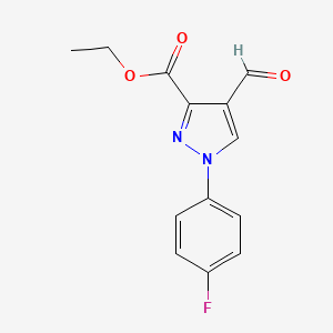 molecular formula C13H11FN2O3 B7836020 Ethyl 1-(4-fluorophenyl)-4-formyl-1H-pyrazole-3-carboxylate 