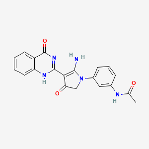 molecular formula C20H17N5O3 B7836612 N-[3-[5-amino-3-oxo-4-(4-oxo-1H-quinazolin-2-yl)-2H-pyrrol-1-yl]phenyl]acetamide 