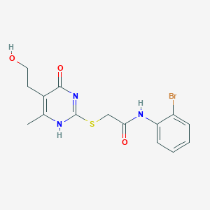 molecular formula C15H16BrN3O3S B7836672 N-(2-bromophenyl)-2-[[5-(2-hydroxyethyl)-6-methyl-4-oxo-1H-pyrimidin-2-yl]sulfanyl]acetamide 