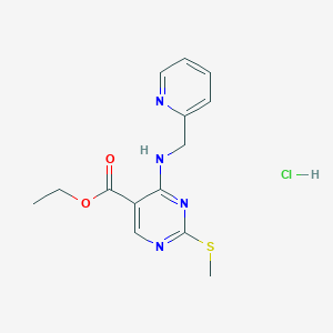 molecular formula C14H17ClN4O2S B7836713 Ethyl 2-methylsulfanyl-4-(pyridin-2-ylmethylamino)pyrimidine-5-carboxylate;hydrochloride 