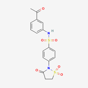 molecular formula C17H16N2O6S2 B7836872 N-(3-ACETYLPHENYL)-4-(1,1-DIOXIDO-3-OXO-2-ISOTHIAZOLIDINYL)BENZENESULFONAMIDE 
