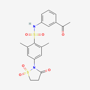 molecular formula C19H20N2O6S2 B7836894 N-(3-ACETYLPHENYL)-4-(1,1-DIOXIDO-3-OXO-2-ISOTHIAZOLIDINYL)-2,6-DIMETHYLBENZENESULFONAMIDE 