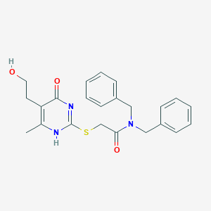 molecular formula C23H25N3O3S B7837039 N,N-dibenzyl-2-[[5-(2-hydroxyethyl)-6-methyl-4-oxo-1H-pyrimidin-2-yl]sulfanyl]acetamide 