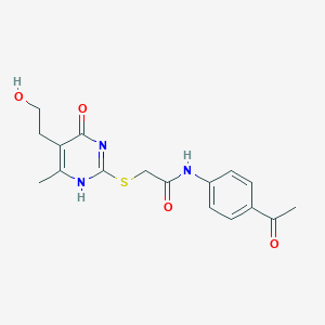 molecular formula C17H19N3O4S B7837051 N-(4-acetylphenyl)-2-[[5-(2-hydroxyethyl)-6-methyl-4-oxo-1H-pyrimidin-2-yl]sulfanyl]acetamide 