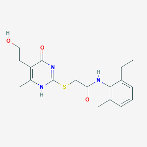 molecular formula C18H23N3O3S B7837065 N-(2-ethyl-6-methylphenyl)-2-[[5-(2-hydroxyethyl)-6-methyl-4-oxo-1H-pyrimidin-2-yl]sulfanyl]acetamide 