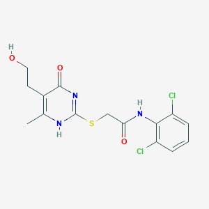 molecular formula C15H15Cl2N3O3S B7837074 N-(2,6-dichlorophenyl)-2-[[5-(2-hydroxyethyl)-6-methyl-4-oxo-1H-pyrimidin-2-yl]sulfanyl]acetamide 