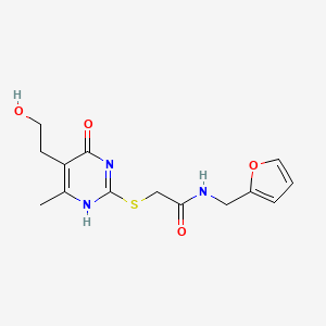 molecular formula C14H17N3O4S B7837088 N-(furan-2-ylmethyl)-2-[[5-(2-hydroxyethyl)-6-methyl-4-oxo-1H-pyrimidin-2-yl]sulfanyl]acetamide 