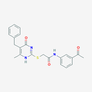 molecular formula C22H21N3O3S B7837136 N-(3-acetylphenyl)-2-[(5-benzyl-6-methyl-4-oxo-1H-pyrimidin-2-yl)sulfanyl]acetamide 