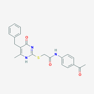 molecular formula C22H21N3O3S B7837139 N-(4-acetylphenyl)-2-[(5-benzyl-6-methyl-4-oxo-1H-pyrimidin-2-yl)sulfanyl]acetamide 