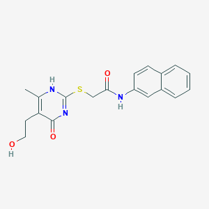 molecular formula C19H19N3O3S B7837167 2-[[5-(2-hydroxyethyl)-6-methyl-4-oxo-1H-pyrimidin-2-yl]sulfanyl]-N-naphthalen-2-ylacetamide 