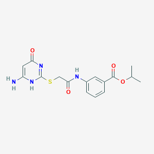 molecular formula C16H18N4O4S B7837197 propan-2-yl 3-[[2-[(6-amino-4-oxo-1H-pyrimidin-2-yl)sulfanyl]acetyl]amino]benzoate 