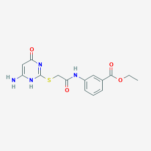 molecular formula C15H16N4O4S B7837203 ethyl 3-[[2-[(6-amino-4-oxo-1H-pyrimidin-2-yl)sulfanyl]acetyl]amino]benzoate 